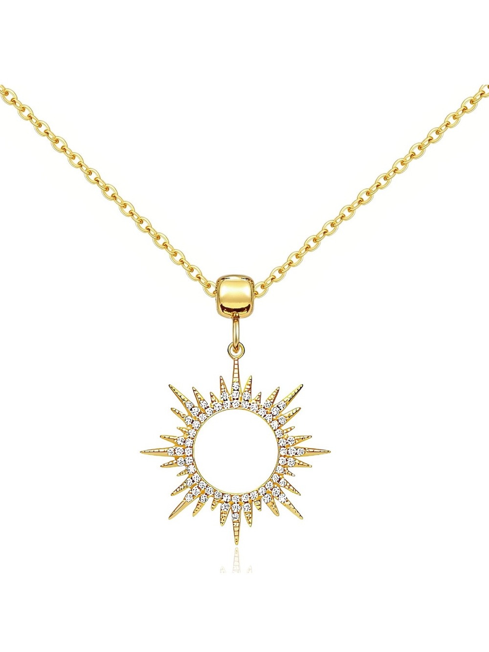 Anthropologie Gold Sunburst Crystal Pendant Necklace
